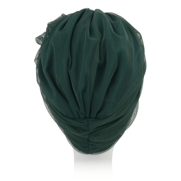 Turban z ozdobną siateczką w stylu retro butelkowa zieleń BELLA # BM13