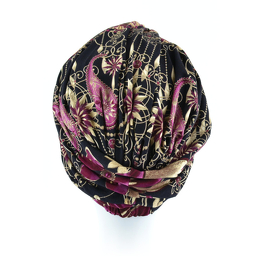 Ciepły turban z węzłem z przodu czarny w kwiaty GEM