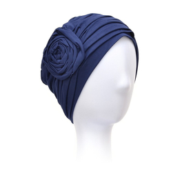 Granatowy turban z drapowaną różą PUERTO RICO # B23*