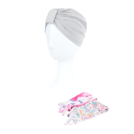 Komplet szary turban i dwie wzorzyste szarfy ZANZIBAR # B63/55.89