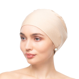 Lekki i delikatny jasnobeżowy turban VIOLET PLUS # 19