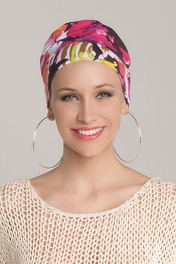 Turban-czapeczka z delikatnym drapowaniem na czubku głowy pudrowy róż TALA # stone