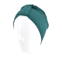 Turban z dwoma szarfami w zestawie klasyczny wzór butelkowa zieleń LAURA # BM13