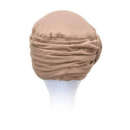 Turban z drapowaną różą beżowy w odcieniu cappuccino PUERTO RICO # B17*