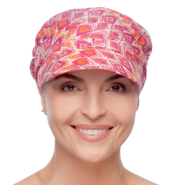 Turban z daszkiem i wiązaniem z tyłu róż wzory PALERMO # VC38*