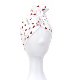 Turban biały w biedronki dla niemowląt 100% bawełna KALINKA baby # T-3 biedronki*
