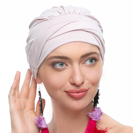 Marszczony turban jasny róż JAVA # B2
