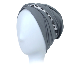 Turban szary z panterkowym akcentem MILAN # B44+A26