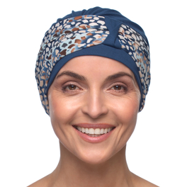 Granatowy turban z niesymetrycznym upięciem BOMBAY # B100/VD6318