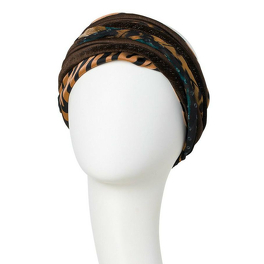 Turban brązowy ze wzorem zwierzęcym Christine Headwear SCARLETT # shiny brown&animal