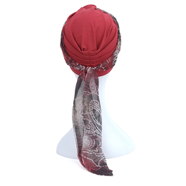 Komplet bordowy turban i dwie wzorzyste szarfy TURBAN ZANZIBAR # B26/62.145