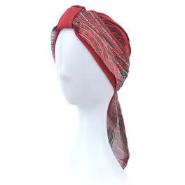Komplet bordowy turban i dwie wzorzyste szarfy TURBAN ZANZIBAR # B26/62.145