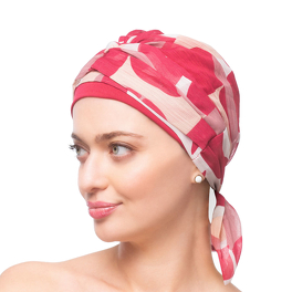 Wzorzysty turban 100% szyfon odcienie różowego AZALEA # CH153+B20