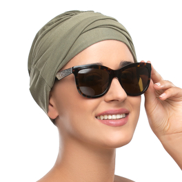Marszczony turban oliwkowy JAVA # B104