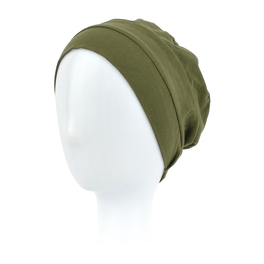 Oliwkowy turban-czapeczka z delikatnym drapowaniem na czubku głowy TALA # olive