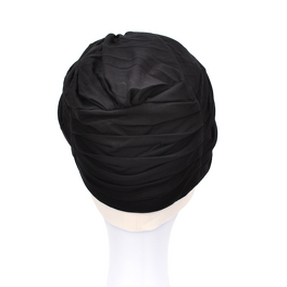 Turban z ozdobnym drapowaniem czarny z białym paskiem KLARA # CB Premium*