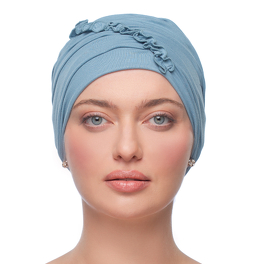 Gładki turban z lekkiego oddychającego materiału błękitny PORTO # BM-Y363