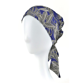 Granatowy turban w czarno białe liście FELICJA NEW # 270*