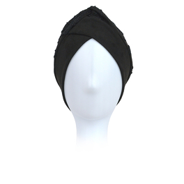 Turban damski czarny z ozdobnymi przeszyciami i bambusową podszewką MEGAN # 22954