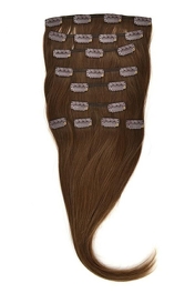 Dopinka do przedłużania włosów metodą jasny brąz clip-in LUX CLIP ME - 30cm 125g # 8/12