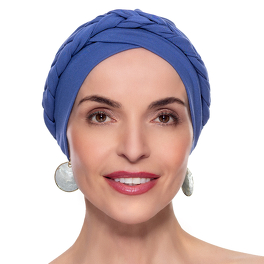 Turban w stylu boho z ozdobnym warkoczem granatowy CORSICA # B278