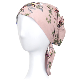Dziewczęcy i delikatny turban różowy w kwiaty FELICJA NEW # T-20
