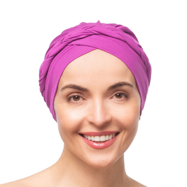 Turban w stylu boho z ozdobnym warkoczem fioletowy CORSICA # B10