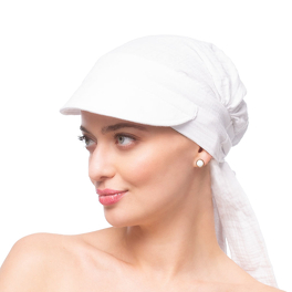 Lekki muślinowy turban z daszkiem biały CARINI # 428