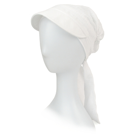 Lekki muślinowy turban z daszkiem biały CARINI # 428