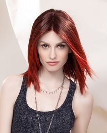 Peruka syntetyczna termoodporna czerwona LUZZI MONO PART # firestorm/tipped