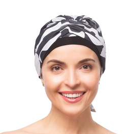 Wzorzysty czarno biały turban szyfonowy AZALEA # CH156+B21