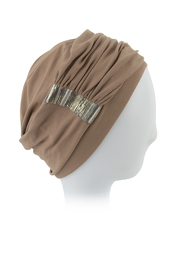 Turban beż cappuccino z metalicznym zdobieniem HOLLYWOOD # B17+A16