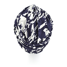 Turban z marszczeniami granatowo biały ELEGANZA