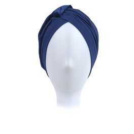 Turban bambusowy damski granatowy z połyskującą ozdobą DOHA #B23+2017