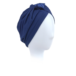 Turban bambusowy damski granatowy z połyskującą ozdobą DOHA #B23+2017