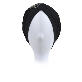 Turban bambusowy damski czarny z ozdobnym akcentem DOHA #B21+B581