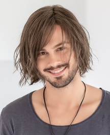 Peruka męska z włosów syntetycznych termoodporna ciemny brąz BRIAN # tabac/rooted