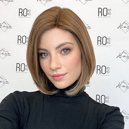 Peruka naturalna z włosów słowiańskich ciemny blond z refleksami i odrostem 20cm KYA S XY # 12R+14/16H