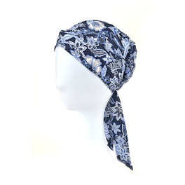 Lekki i komfortowy turban 100% granatowy kwiatowy wzór SARA # 180A*