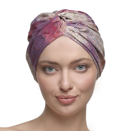Kolorowy turban z eleganckim drapowaniem PINK DESERT