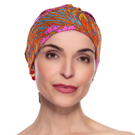 Przewiewny turban z wiązaniem wielokolorowy w kwiaty AMSTERDAM # VC74