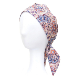 Bawełniany turban w formie chustki z krótkimi troczkami wiązanymi z tyłu wielokolorowy ROME # 76*