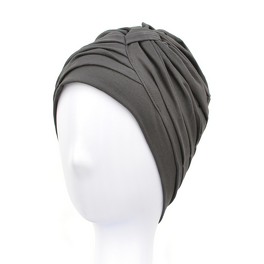 Turban z ozdobnym drapowaniem grafitowy KLARA # 307 Premium*