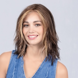 Peruka średniej długości syntetyczna miękkie fale srebrny blond z odrostem FLOW MONO PART # silverblonde/rooted