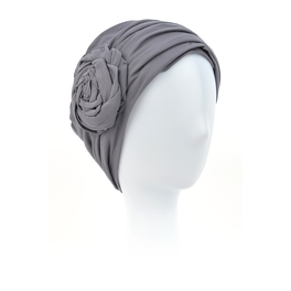 Szary turban z drapowaną różą PUERTO RICO # B44*