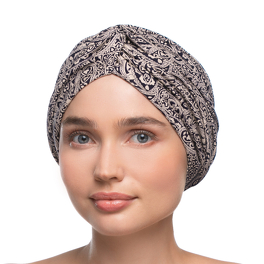 Turban z lekkimi marszczeniami czarno beżowy CLASSIC