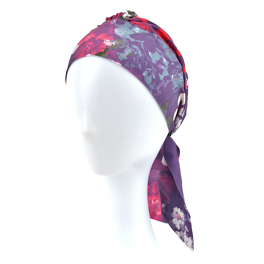 Lekki turban do użytku codziennego fioletowy w kwiatowy wzór CROCUS # 355