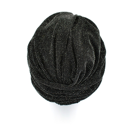 Ciepły czarny turban z bambusową podszewką CRYSTAL