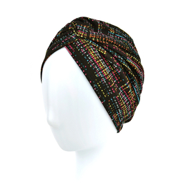 Turban retro czarny z kolorowym wzorem RIGA # J/98