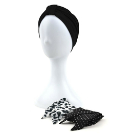 Komplet czarny turban i dwie wzorzyste szarfy ZANZIBAR # B21